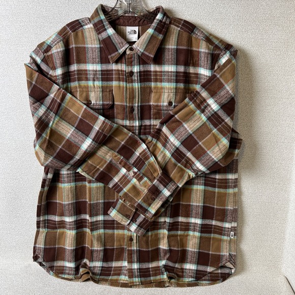 The North Face Shirt Mens XXL Arroyo Long Sleeve Brown Plaid Button Up Flannel